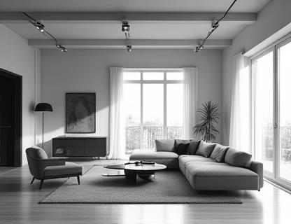 Loft appartement zwart-wit interieur Amsterdam